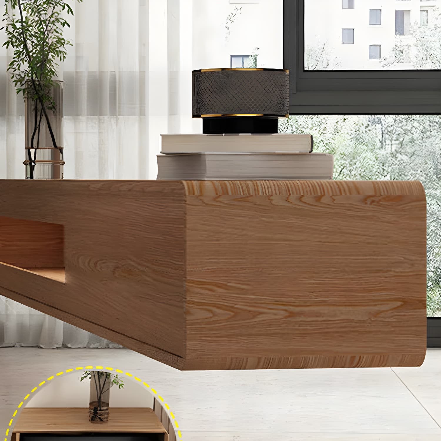 Contemporary Wood Media Console TV Stand in Natural with Drawers thumbnail 8