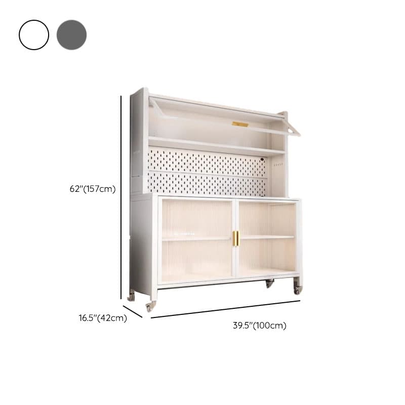 Narrow Steel Countertop Sideboard with Wheels, Cupboard, Changeable Shelf, and 3/4 Doors thumbnail 12