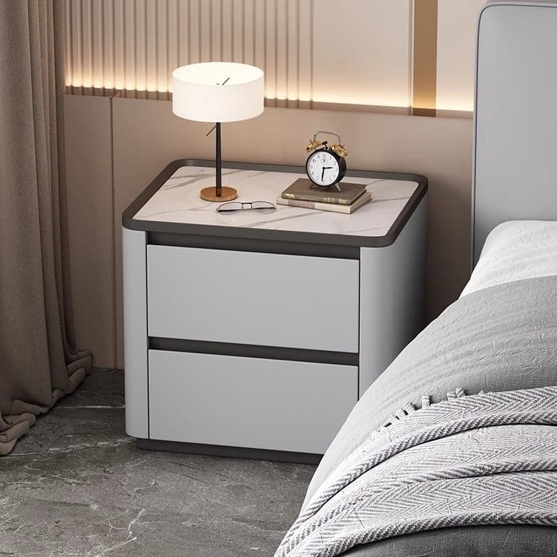 Stylish Bedside Cabinet Nightstand with 2 Drawers and Sintered Stone Countertop thumbnail 8