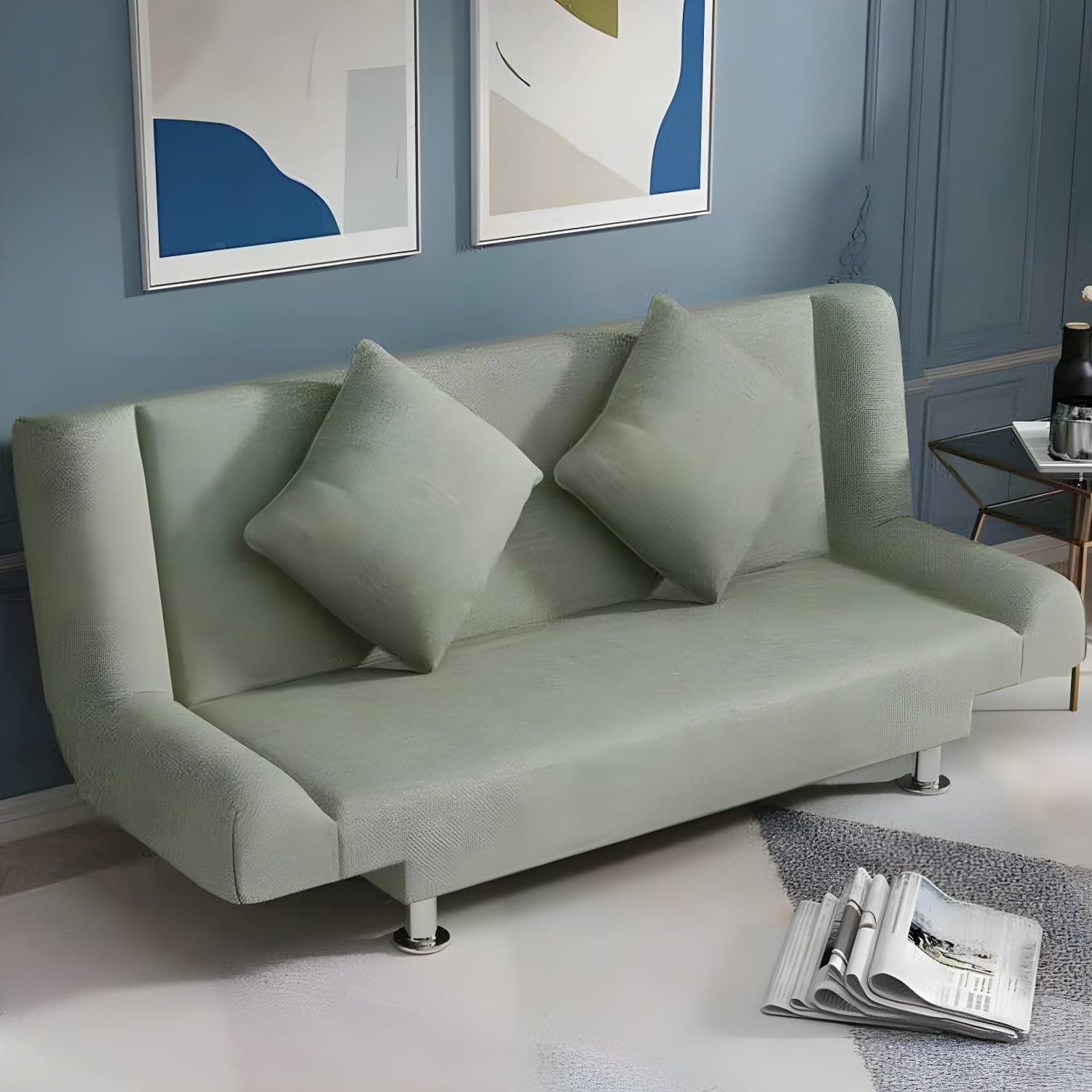 Modern Linen Sofa 23"W Tight Back Armless Couch for Living Room thumbnail 6