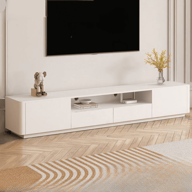 2 Tiers Chalk TV Stand with Shelf, 2 Drawers, Visible Storage & 4 Cabinets/2 Cabinets/6-Cabinet, Sitting Room thumbnail 1