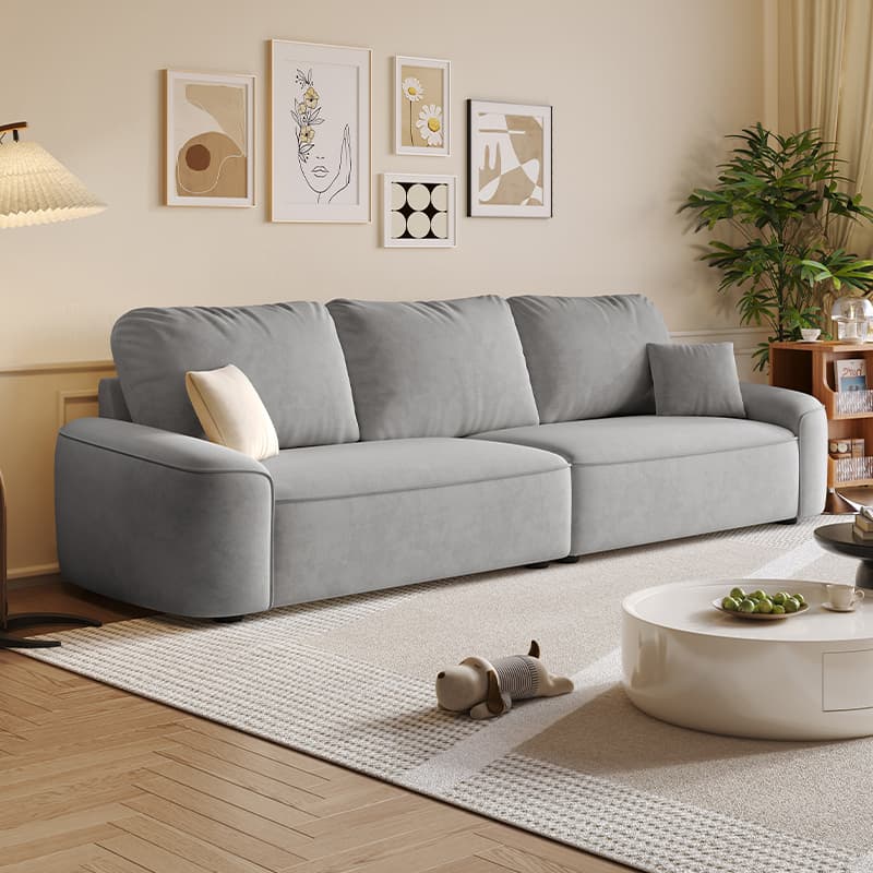 Tear Resistant Standard Sofa in Gray/Ivory/Citrus Color with 5 Pillows thumbnail 4