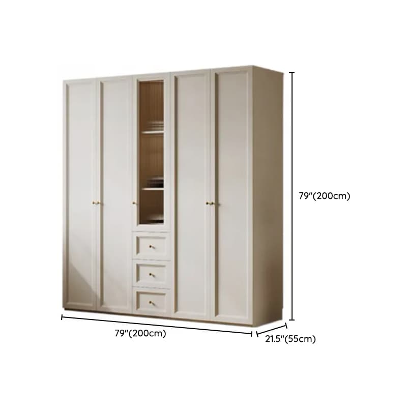 Chalk Modish Self-supporting Cabinet Armoire with Soft Close Drawer, Soft Close Door, and Hinged Hanging Rod thumbnail 15