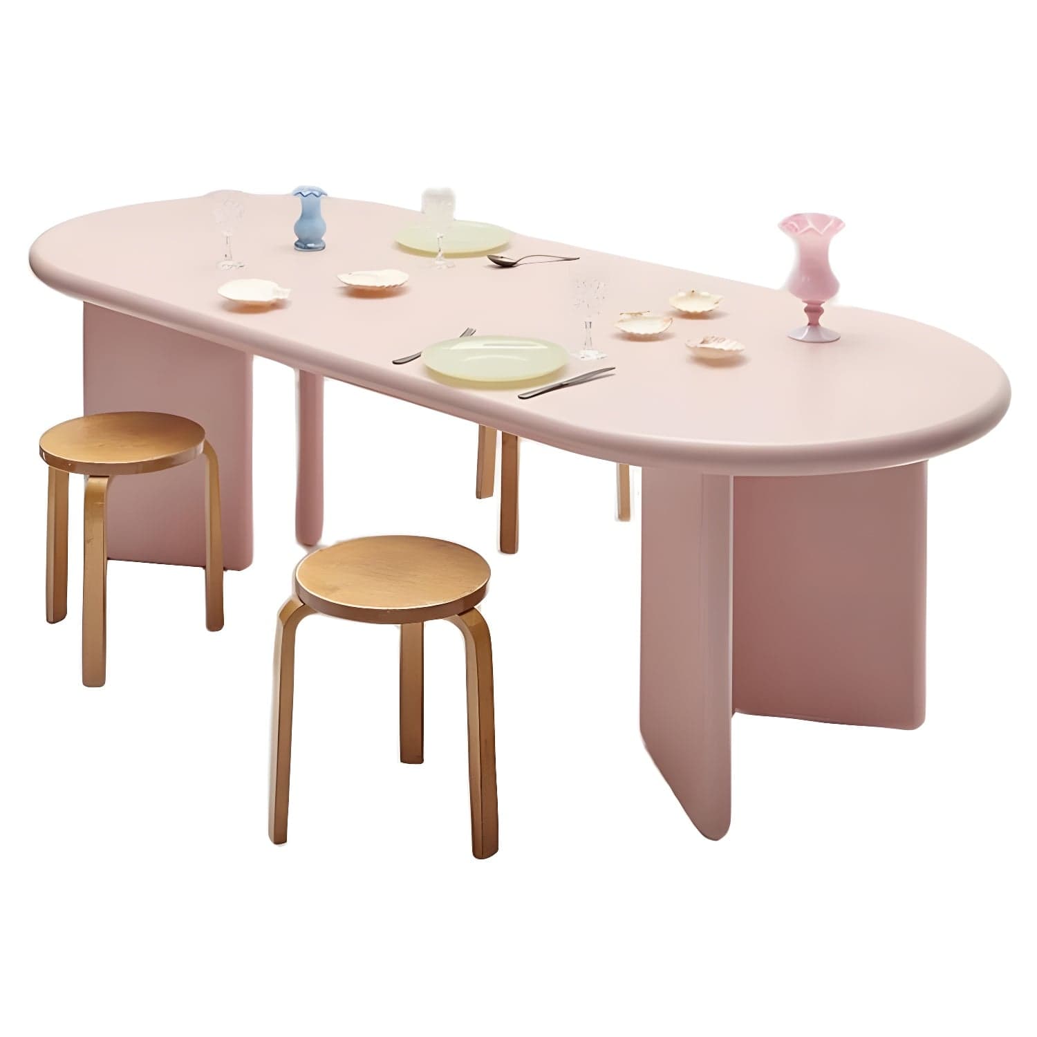 Contemporary Artificial Wood Top Oval Dinette Table Simple Dining Table for Living Room thumbnail 2