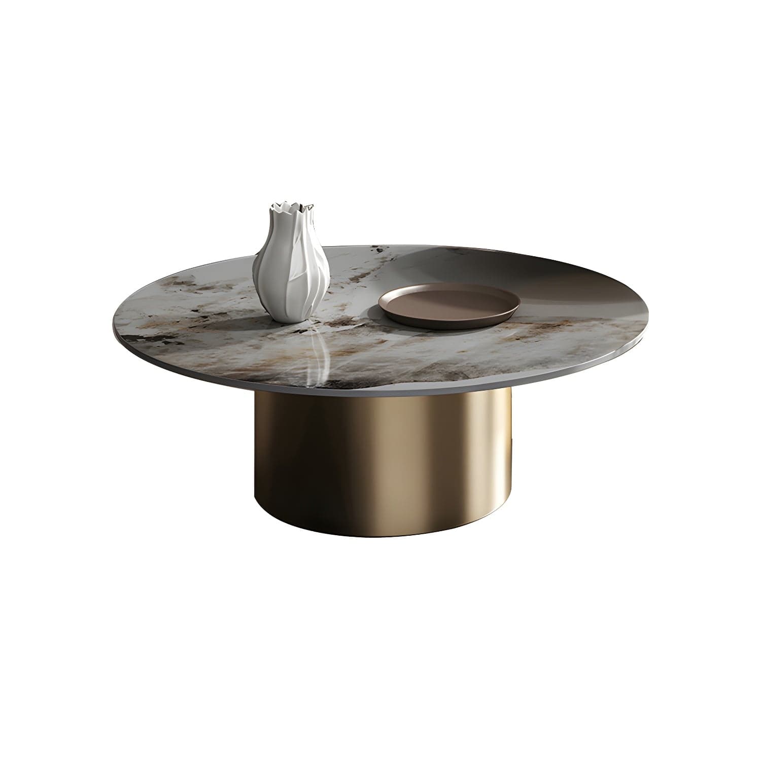 Slate Coffee Table Round Nesting Coffee Table Set with Pedestal Legs thumbnail 2