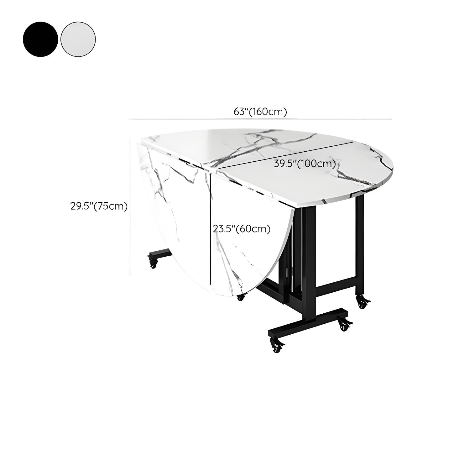 Modern Round Wood Dining Set with Collapsible Table and Leaf Extension - Metal Trestle Base in Black thumbnail 20