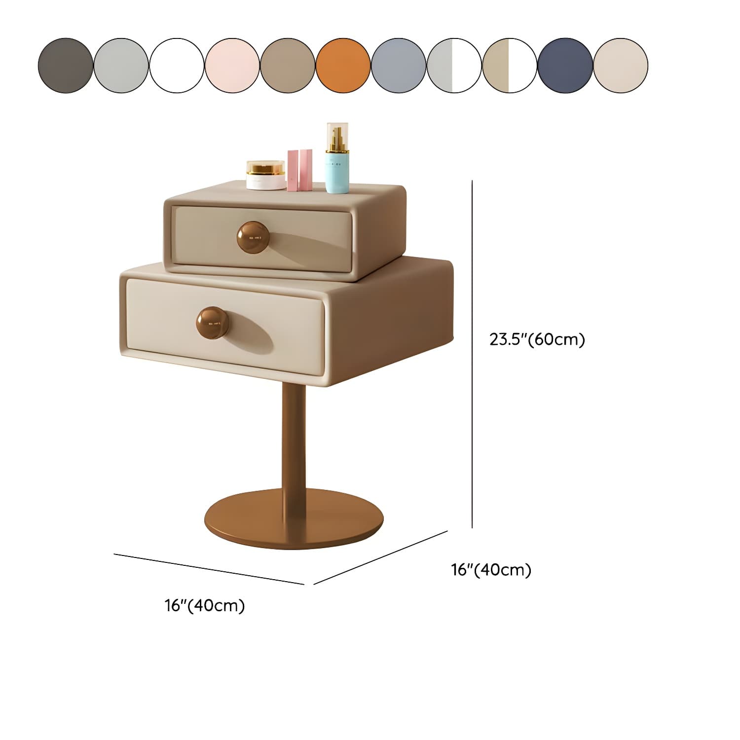 Modern Faux Leather Drawer Storage Nightstand in Narrow for Bedroom thumbnail 21