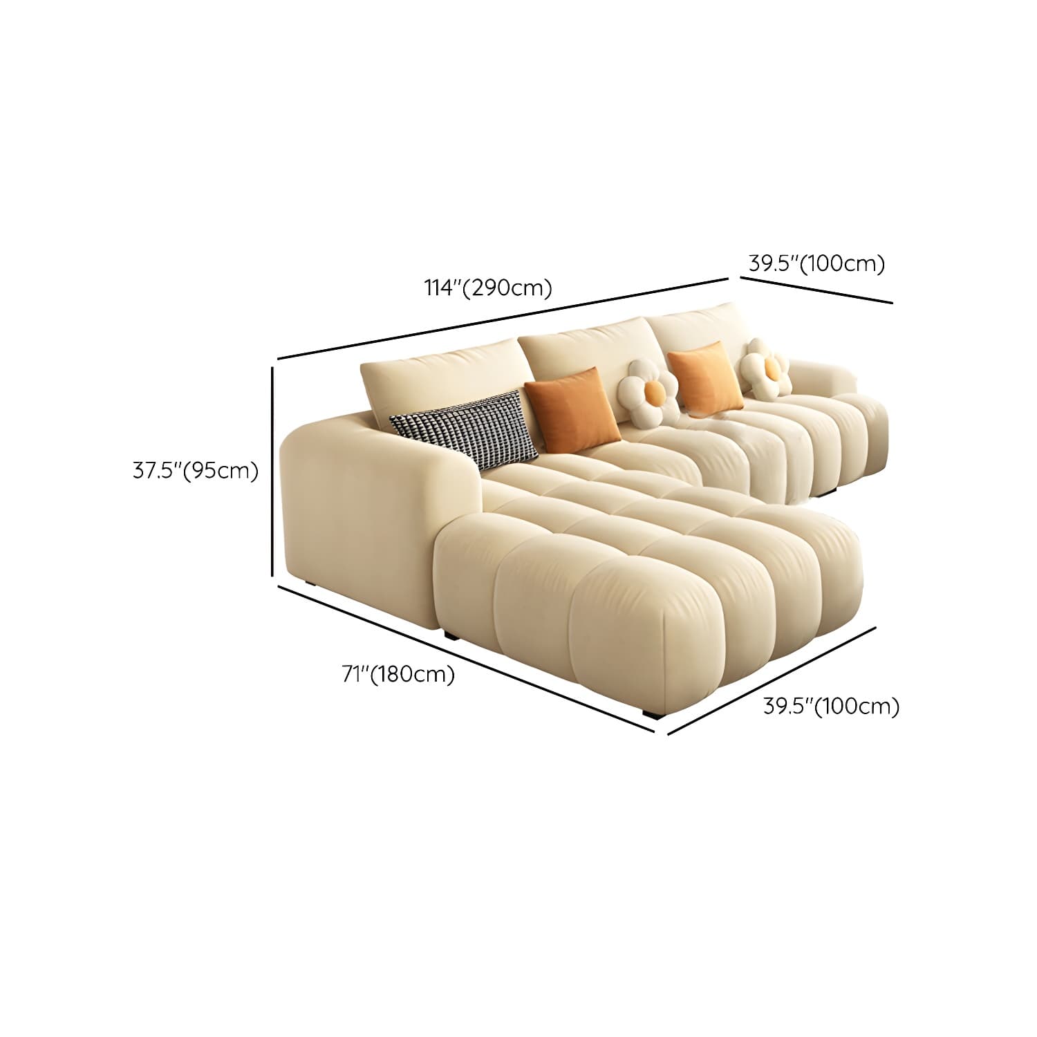 Modern Suede Sectional Sofa with Black Pine Wood Frame and Scratch Resistant Design thumbnail 26