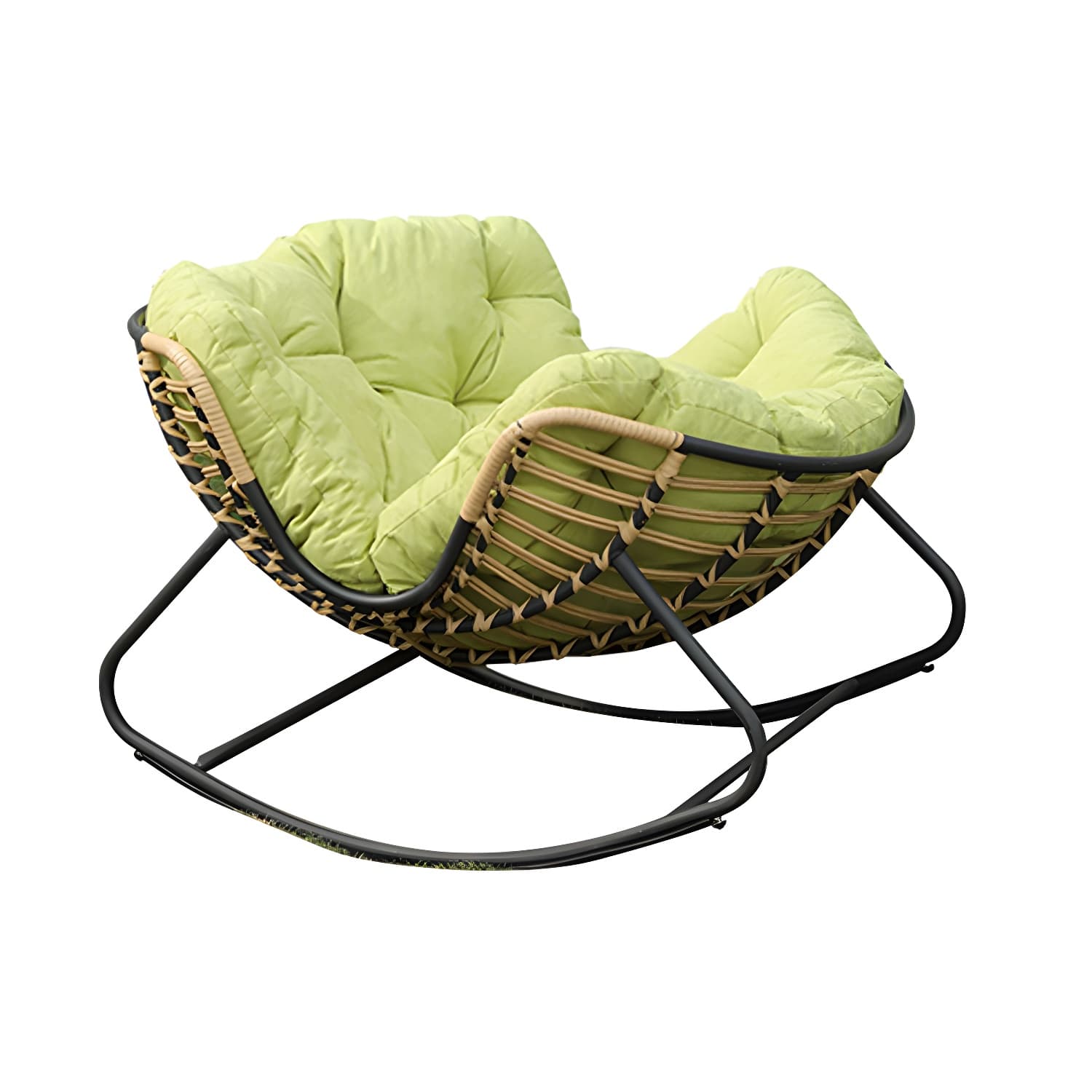 Modern Metal Upholstered Rocking Chair with Removable Back Cushion - Perfect Addition to Your Porch thumbnail 8