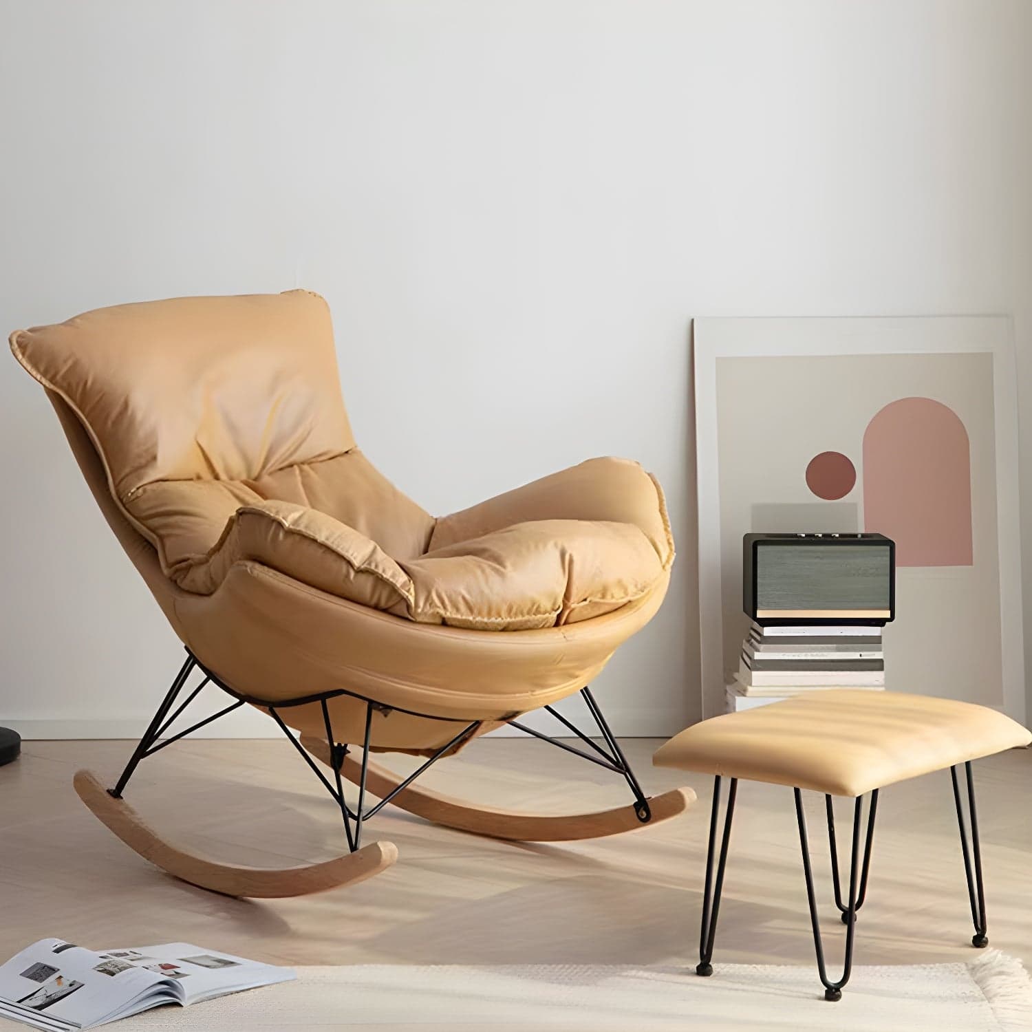 Modern Single Lazy Rocking Chair Indoor Sofa Rocking Chair with Cushion thumbnail 6
