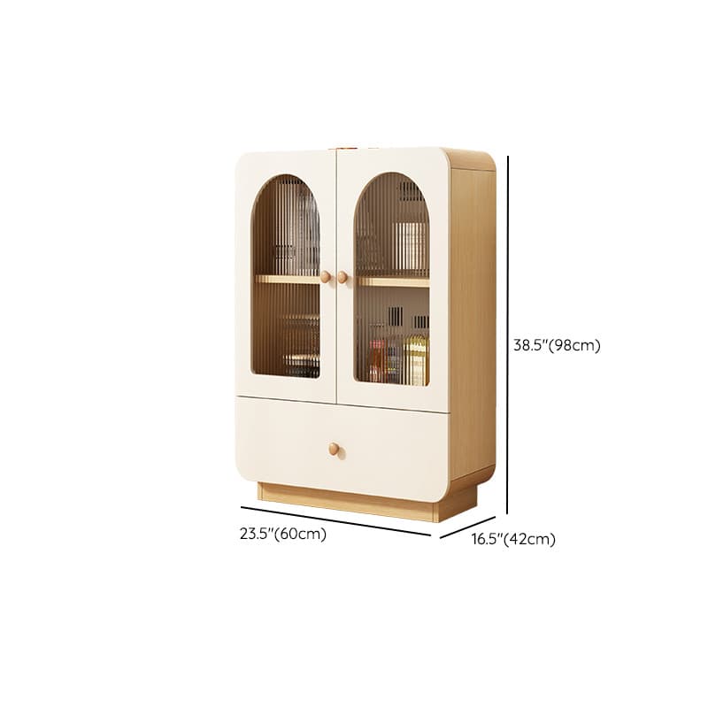 Modern White Lumber Narrow Sideboard with Single Drawer, 4 Shelves/Three Internal Shelves/Two Internal Shelves, Glass-panel Door thumbnail 21