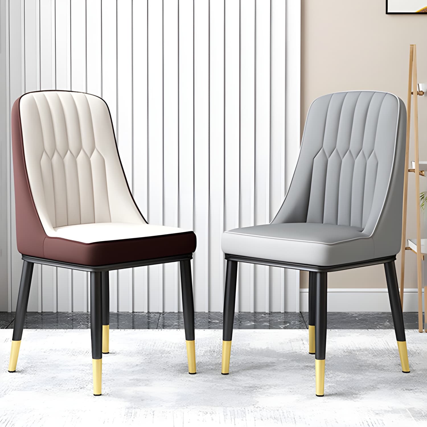 Glam Parsons Dining Side Chair Leather Indoor Dining Chair with Metal Legs thumbnail 25