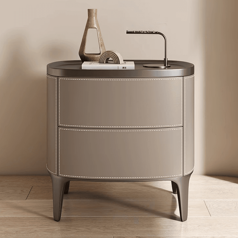 Contemporary 2 Tiers Drawer Storage Bedside Table with Real Wood Countertop thumbnail 10