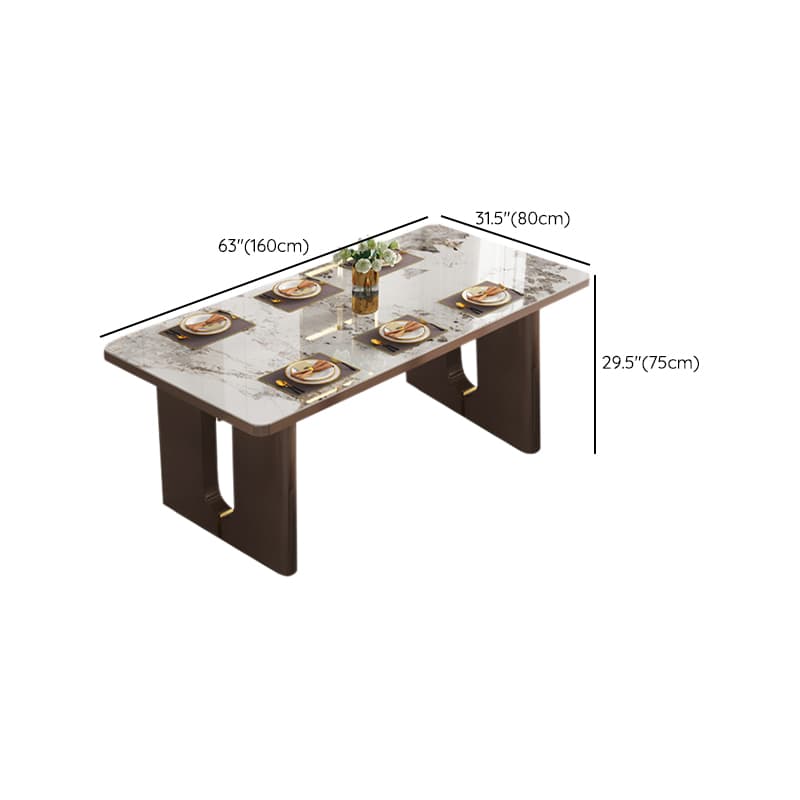 Rectangular Slate Dining Table Set with Two-sided Pedestal, Padded Chair, Back, and Multicolor Top thumbnail 9
