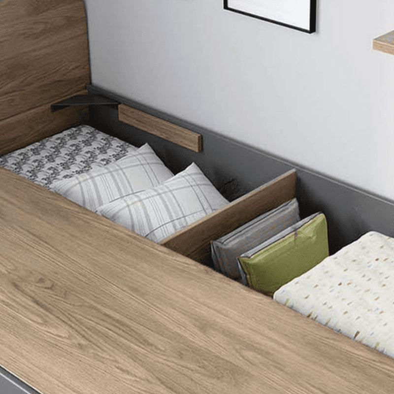 Solid Color Storage Included Panel Bed with 3 Storage Boxes and Panel Headboard thumbnail 4