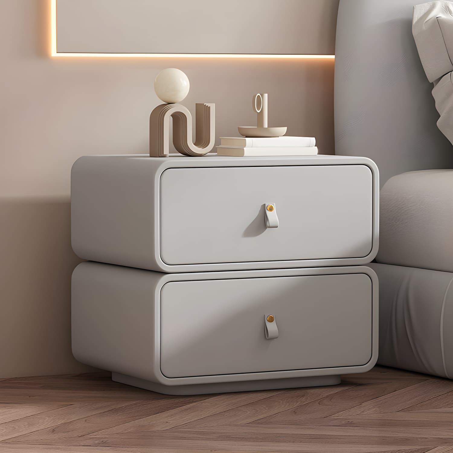 Modernism Bedside Desk Shape in Rectangular with Two-drawer for Bedroom thumbnail 7