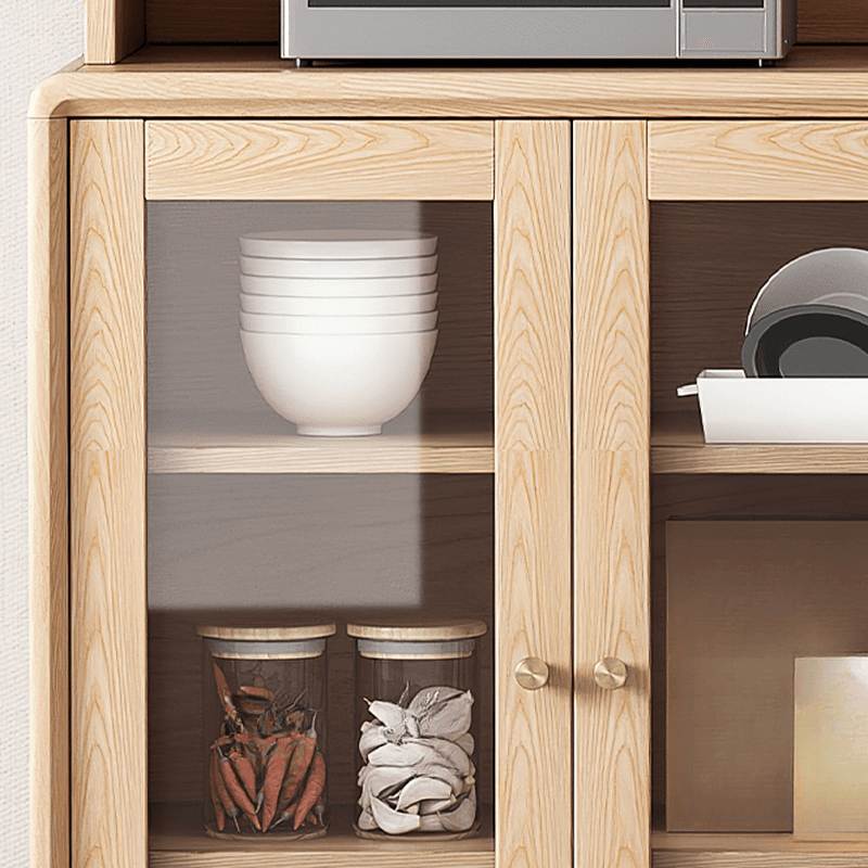 Unfinished Color Microwave Shelf Cabinet with Stemware Stand, Self-supporting in Culinary Space, Flooring Design, Kitchen Appliance Organizer, and Worktop Countertop thumbnail 5