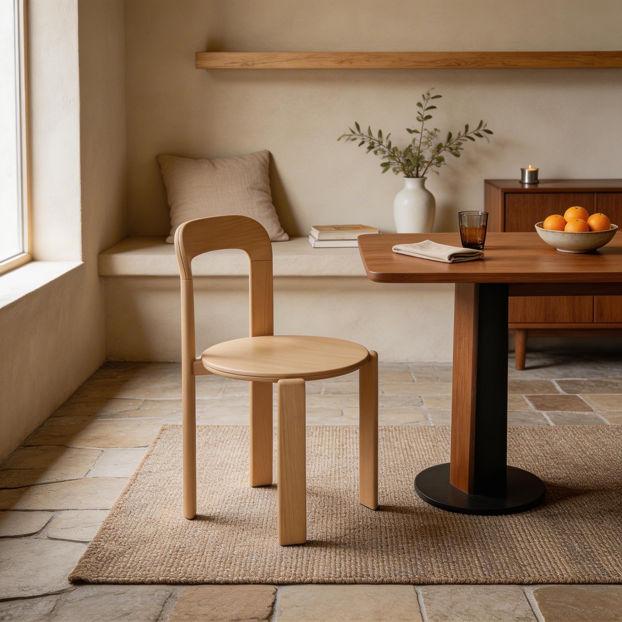 Scandinavian Natural Wood Armless Kitchen Chair 15.3inch Wide Non-Swivel 1 Piece thumbnail 23