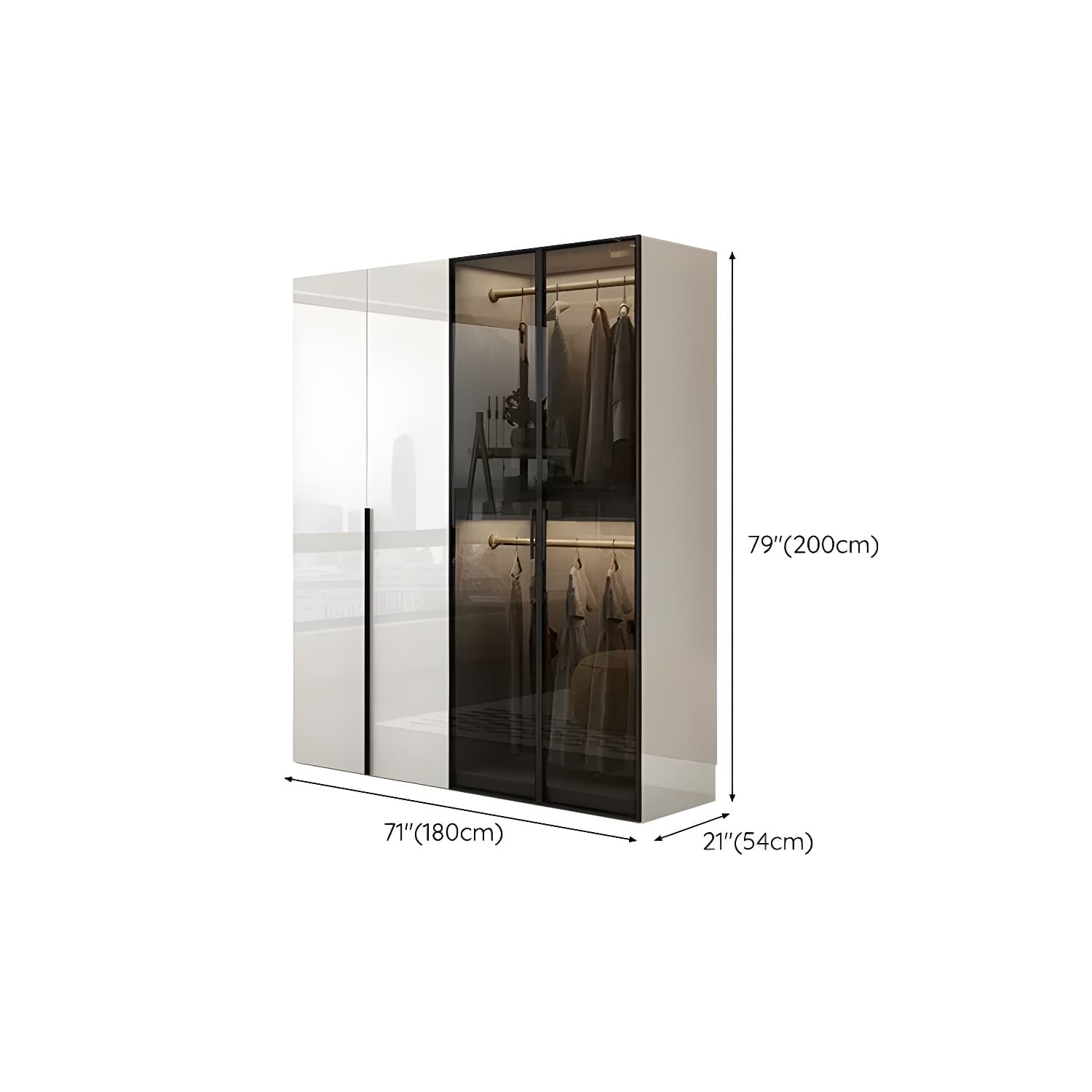 Sleek White Wood Wardrobe Armoire with Soft Close Drawers and Shelves thumbnail 13