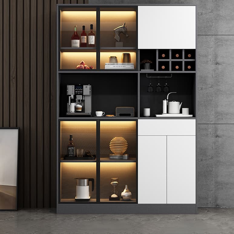 Wood Living Room Sideboard Cabinet Modern Credenza with Storage and Glass Door thumbnail 13