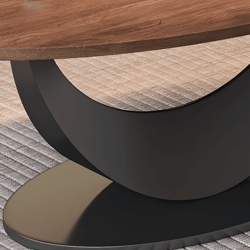 Trendy Cocoa Wooden Oval Single Accent Table with Metal Base thumbnail 7