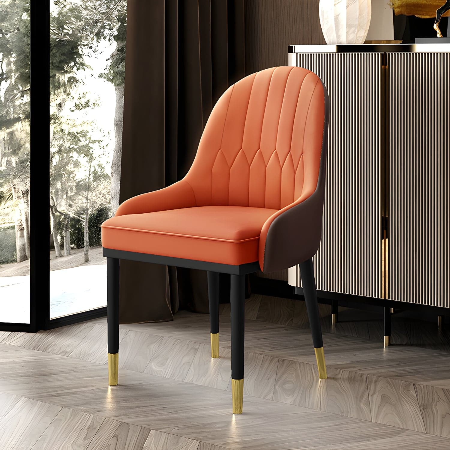 Leather Kitchen Side Chair 19'' Wide Dining Parsons Chair for Restaurant thumbnail 6