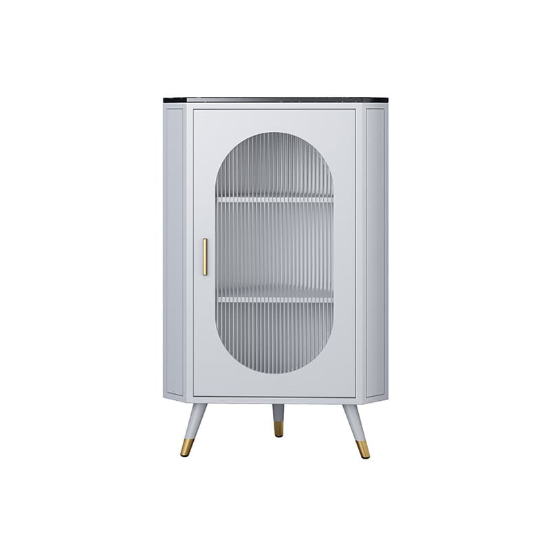Modern Corner Accent Cabinet with Glass Doors and Iron Base (Easy Assembly) thumbnail 10