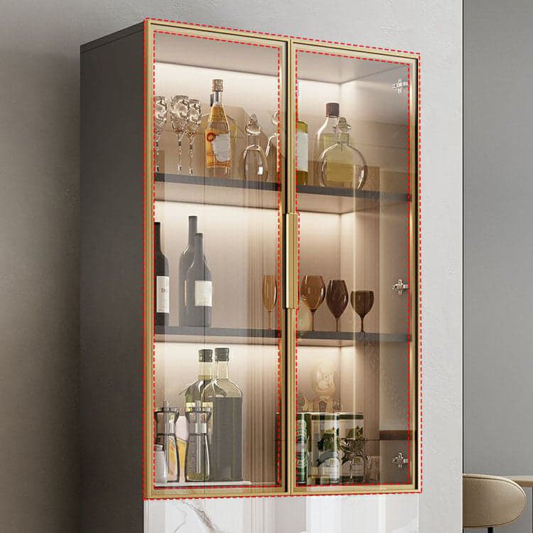 Modern-Style Glass Top Rectangular Accent Cabinet White.Drawer included, No Exterior Shelves thumbnail 4