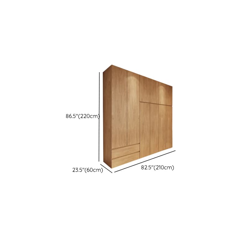 Wood Grain Minimalist Manufactured Wood Wardrobe Closet with 2 Drawers, Soft Close Door, Interior Shelves, and Clothing Rod thumbnail 16