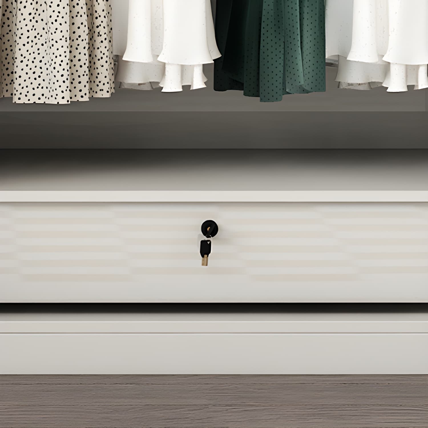 Hinged Wardrobe Armoire with Shelves White Wardrobe Closet for Home thumbnail 8