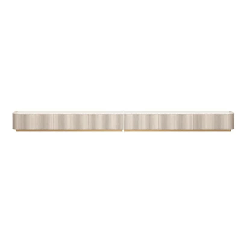 White Modern TV Stand with Low Height, Stone Material & Drawers for Full Assembly thumbnail 5