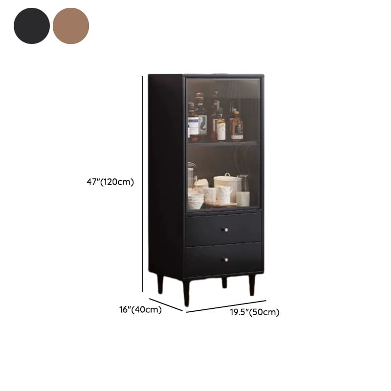Rectangular Accent Cabinet with Closet, Glazed Door, Adjustable Shelf, Cabinet Knobs in Midnight Black/Sepia, Soft Close Drawer thumbnail 8
