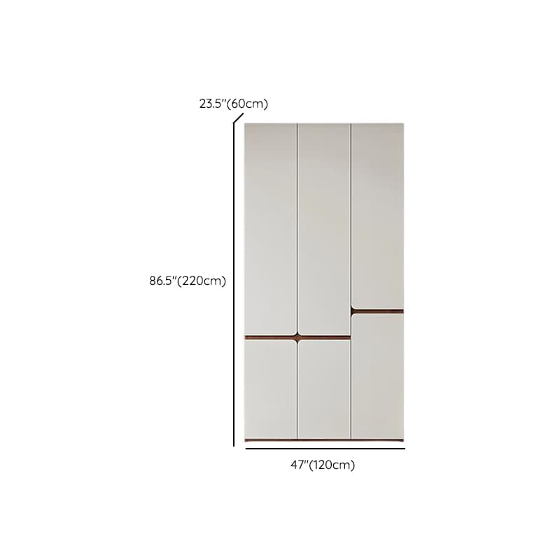 White Minimalist Manufactured Wood Wardrobe Closet with Soft Close Drawer, Soft Close Door, Interior Shelves, and Clothing Rod thumbnail 15