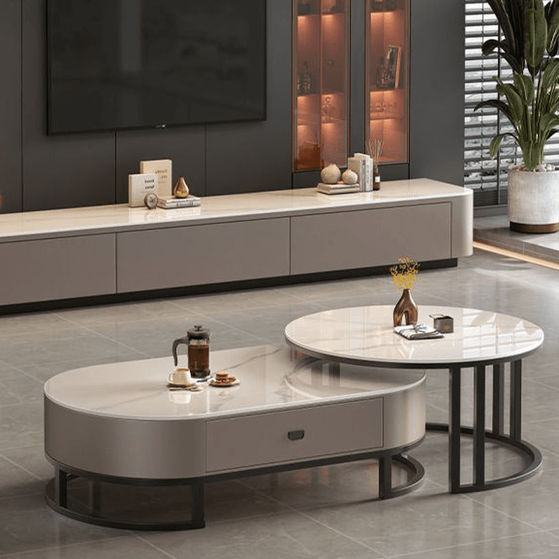 Modern Nesting Accent Table Set with Structure Base and Oblong Top thumbnail 5