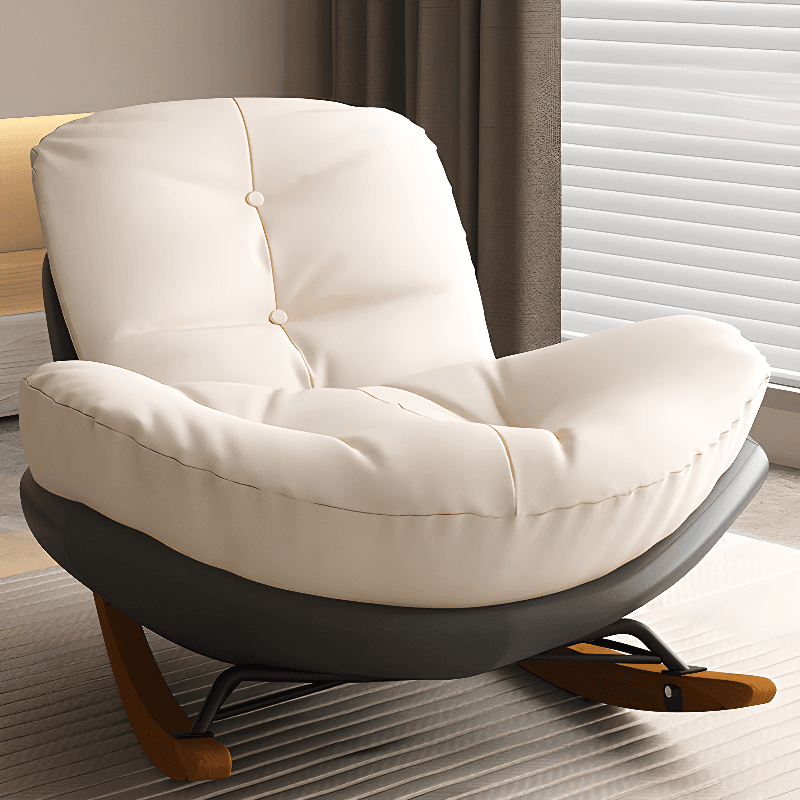 Stationary Upholstered Rocking Chair with Cushioned Rear in a Scandinavian Style, Footstool Included/Not Included thumbnail 2