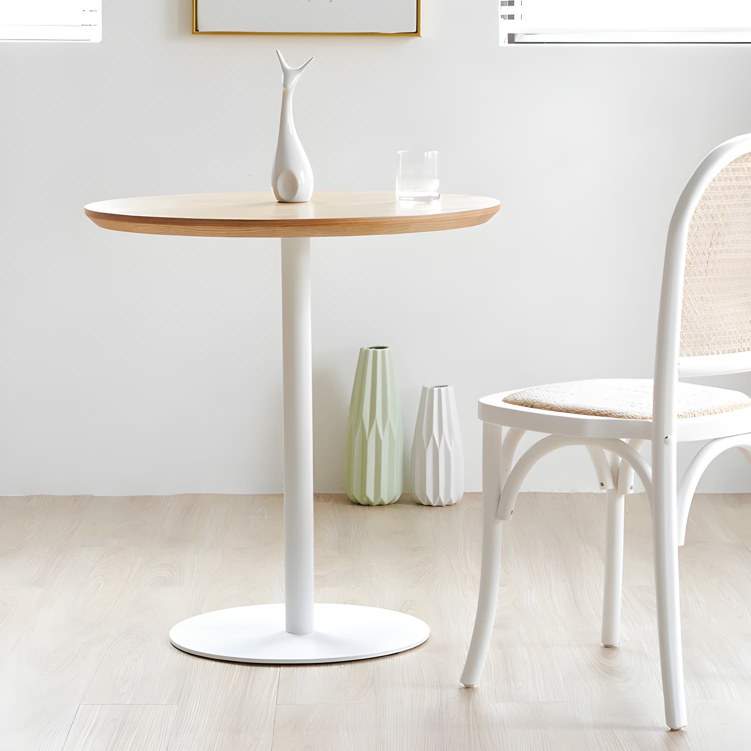 Round Tulip Base Casual Dining Table Four-Color Fixed Table with Solid Wood thumbnail 16