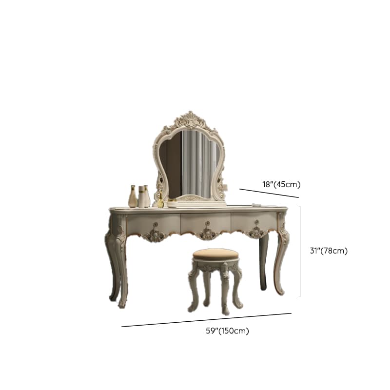 Standard/Small/Large Retro Cream Timber Vanity Set with Chair & Standing Mirror thumbnail 17