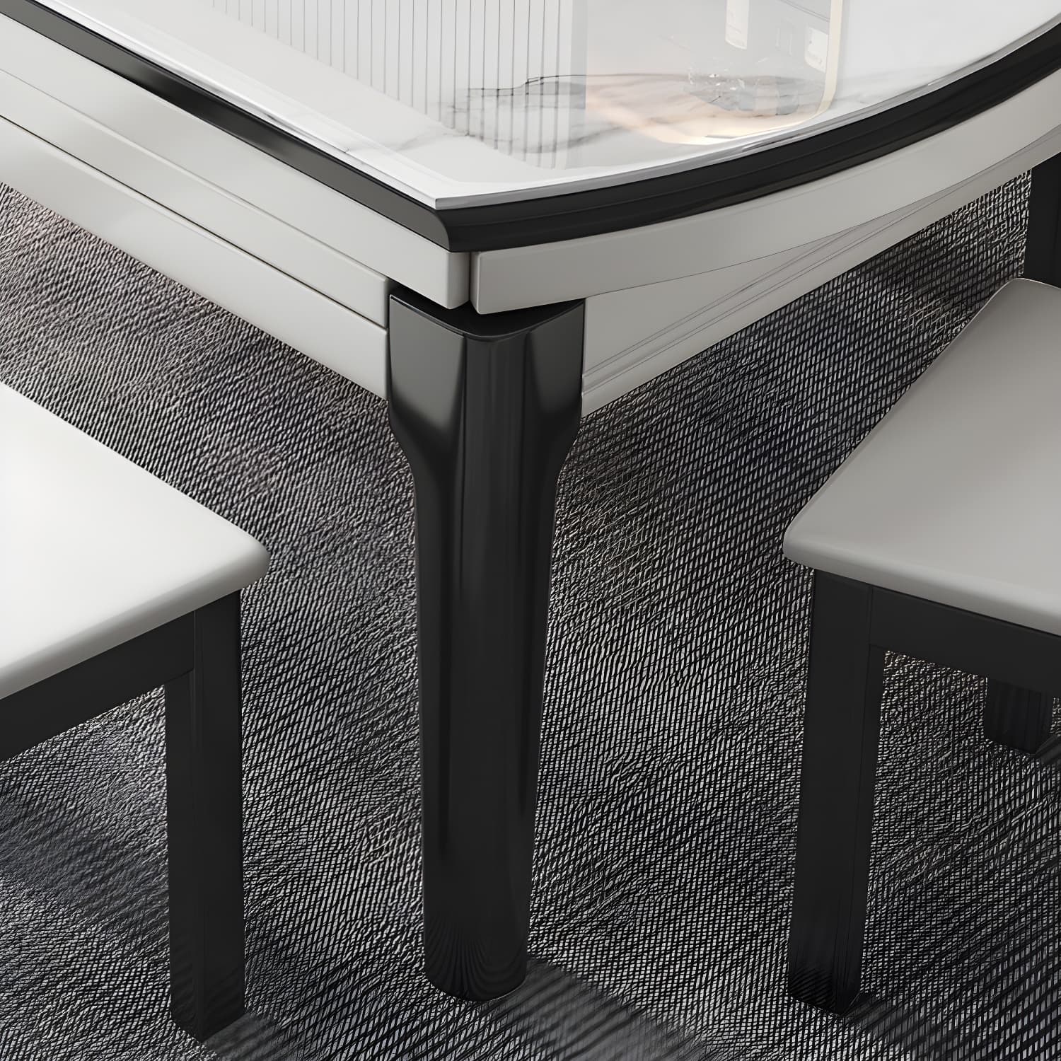 Modern Style Stone Furniture 7 Pcs Round Shape Dinette Table with Dining Chairs thumbnail 9