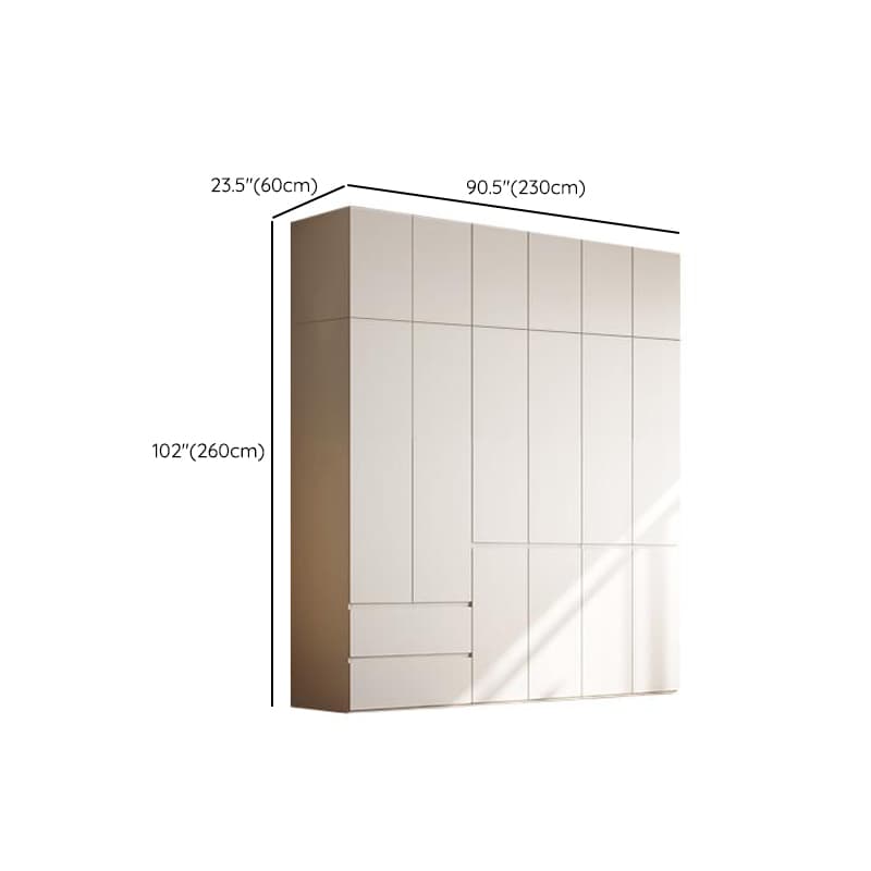Chalk Modern Natural Wood Standalone Almirah with Soft Close Drawer, Interior Shelves, and Hanging Rod thumbnail 34