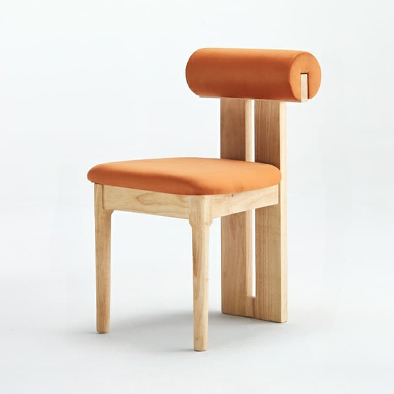 Stable Slat Back Upholstered/Faux Leather/Velour Armless Chair with Wood Legs in a Minimalist Style thumbnail 4