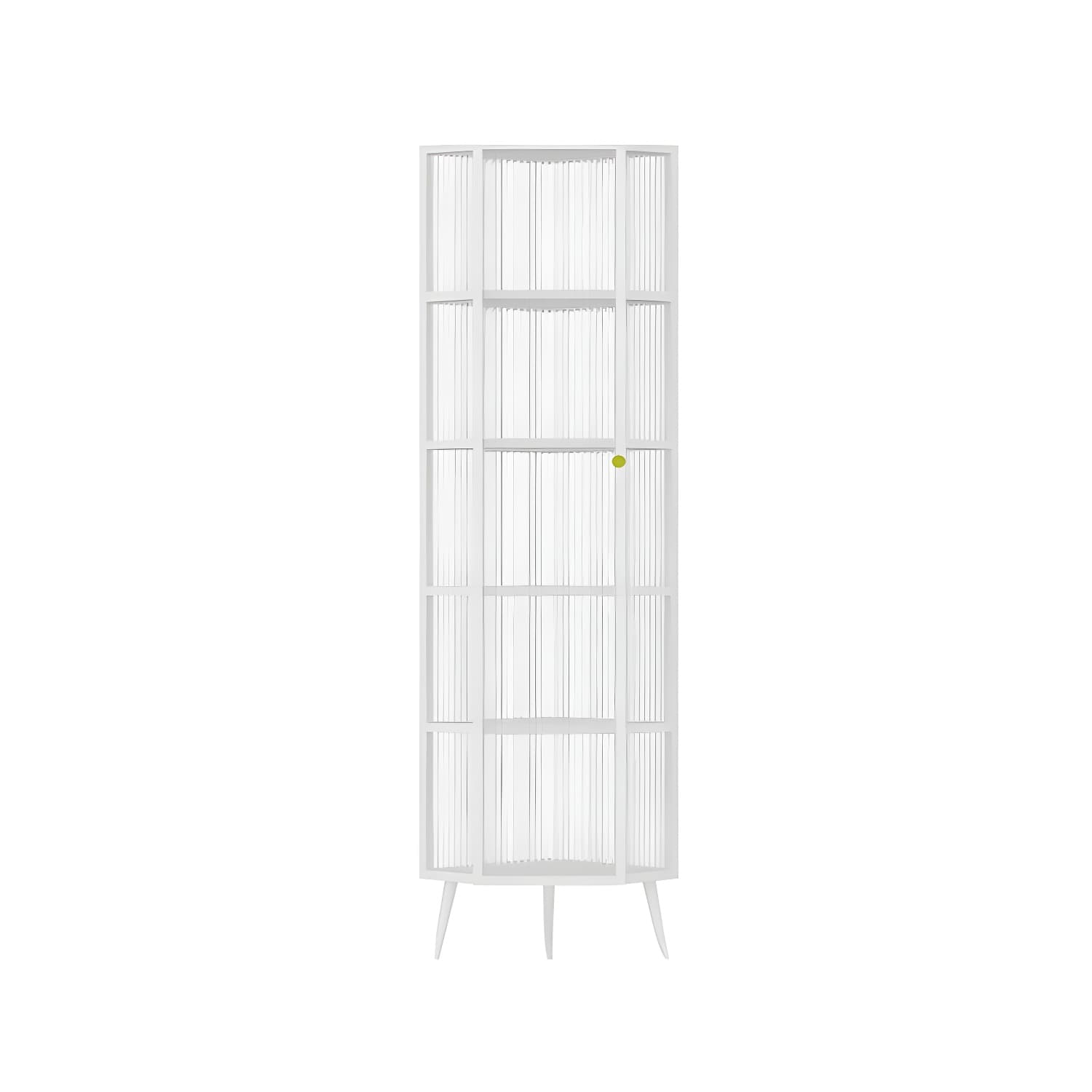 40cm Corner Modern Accent Cabinet with Glass Doors and Iron Base thumbnail 6