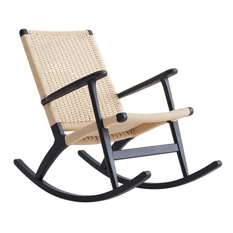 Asian Style Wicker Front Porch Rocking Chairs with Track Arm thumbnail 1