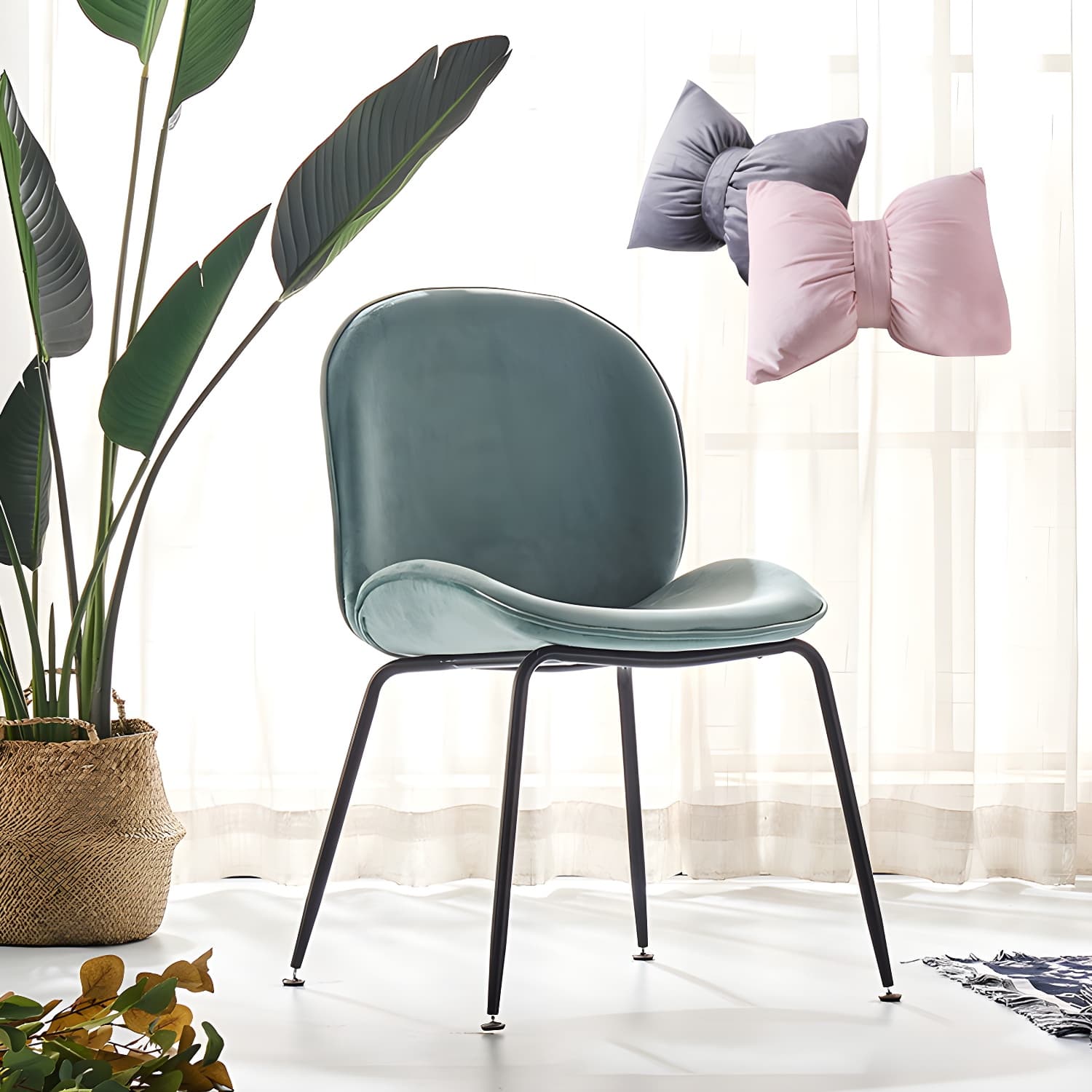 Metal Scandinavian Restaurant Side Chair Matte Finish Wingback Dining Chair thumbnail 9