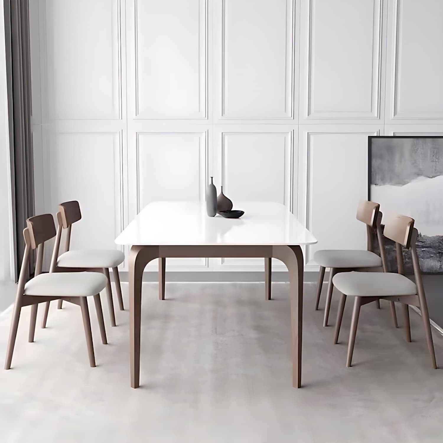 Modern 1/4/5/6/7 Pieces Dining Set Rectangle Stone Dining Table for Kitchen thumbnail 1