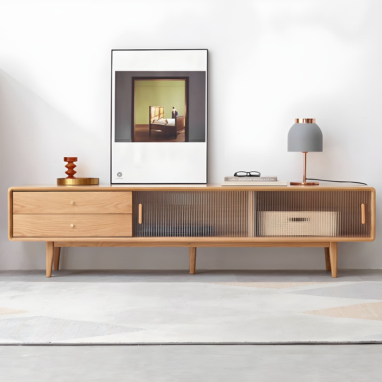 Scandinavian TV Stand with Low Height and the Cabinet Storage thumbnail 15