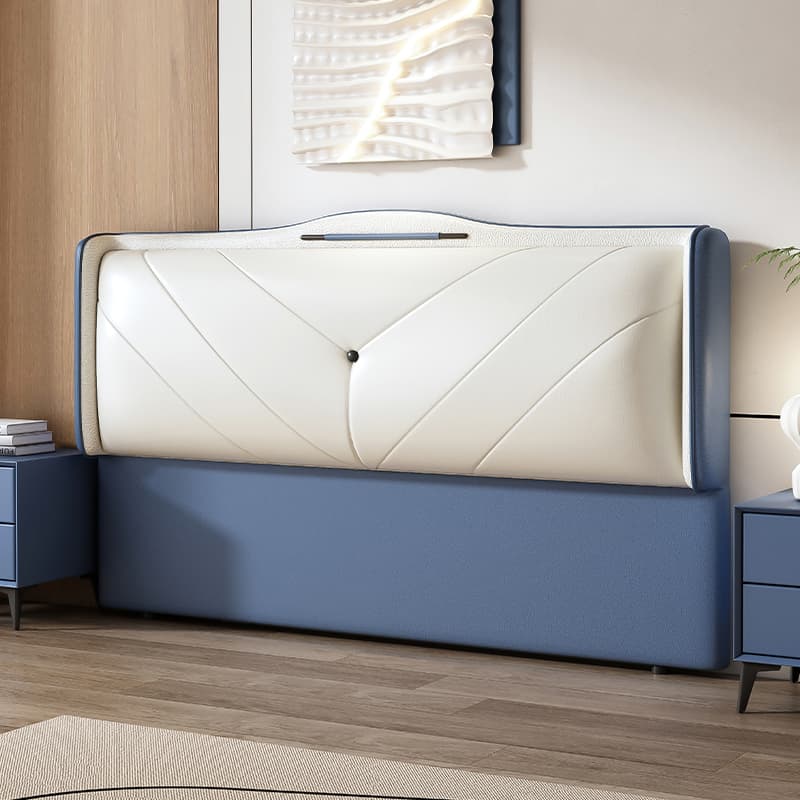 Art Deco Style Panel Headboard in Pine Wood with No Distressing, Rectangle Shape for King/Queen/Full Bed, Featuring Sponge Upholstery Fill and Standard Height thumbnail 1