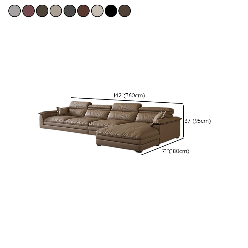 L-Shape Leather Sofa Recliner in White/Espresso/Beige with Right Hand Facing Orientation thumbnail 16