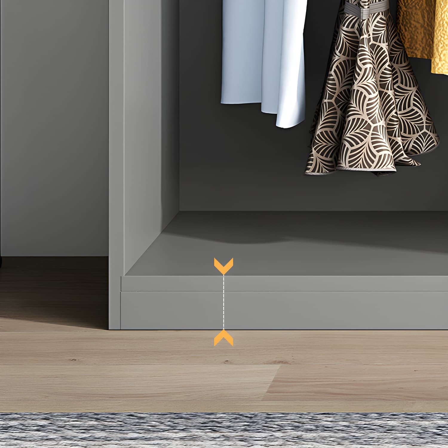 Contemporary Grey Wood Storage Wardrobe with Clothing Rod and Black Handles thumbnail 7