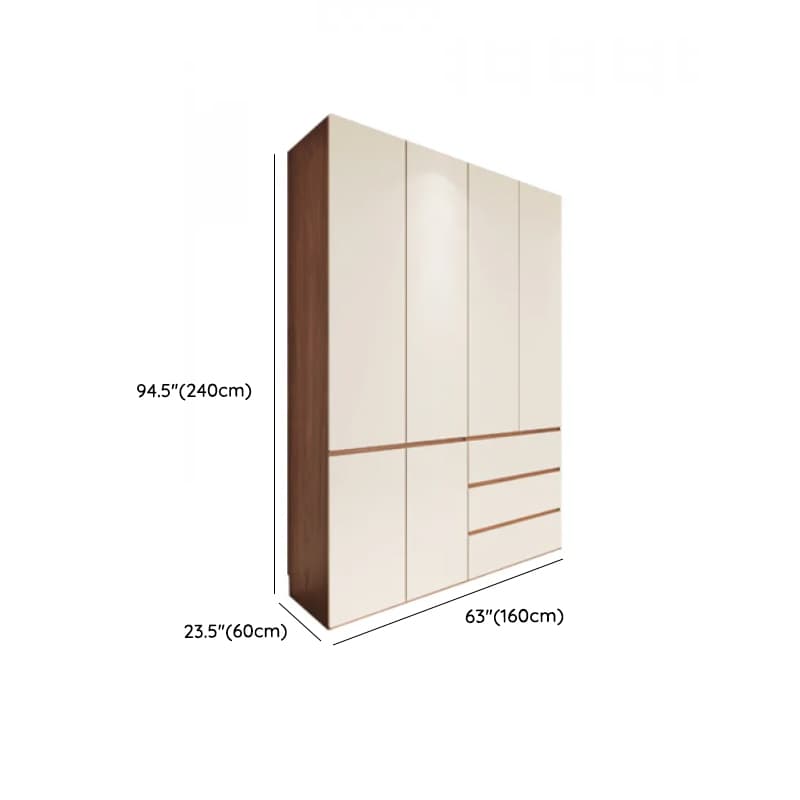 Beige Minimalist Manufactured Wood Wardrobe Closet with Soft Close Drawer, Soft Close Door, Interior Shelves, and Clothing Rod thumbnail 14