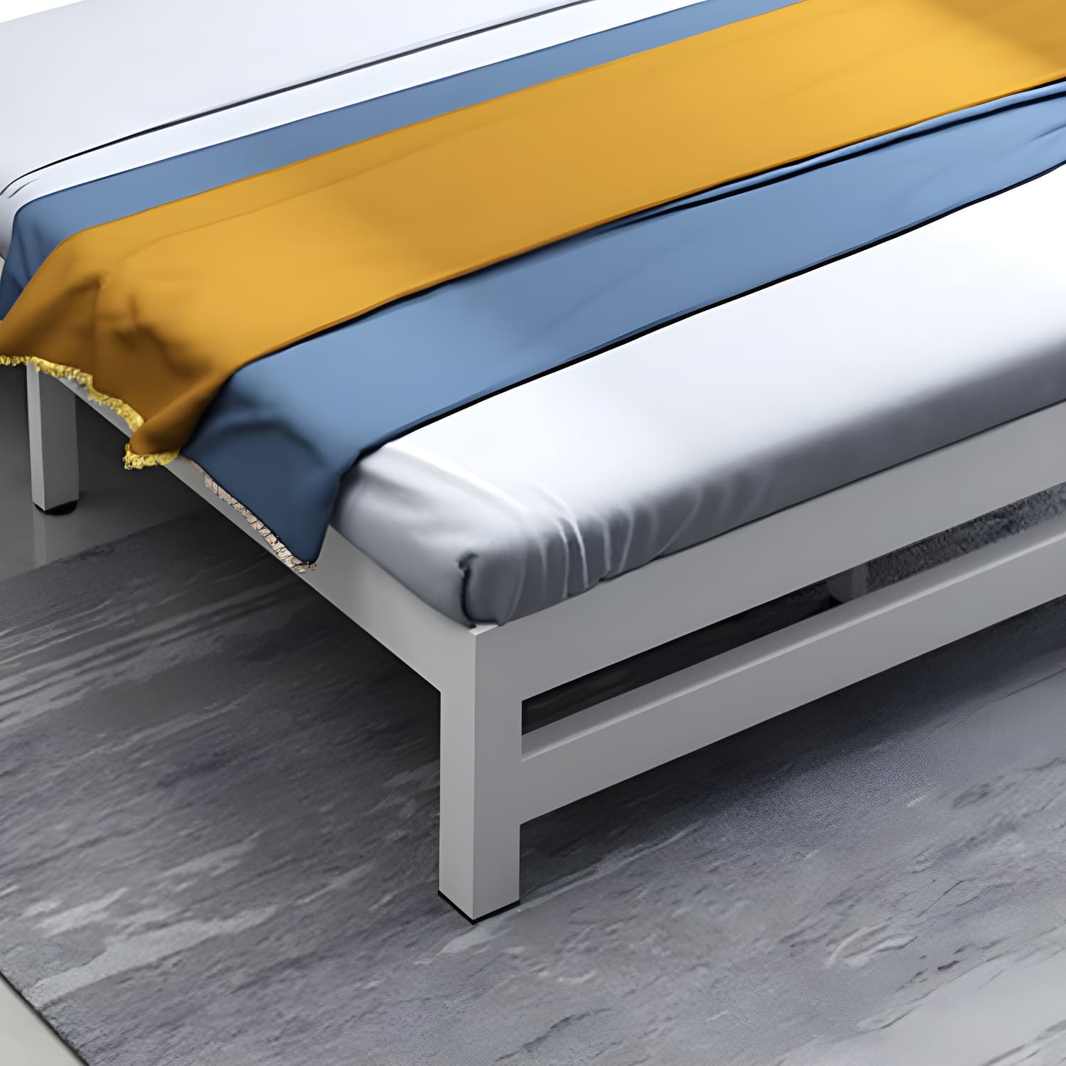 Contemporary Metal Bed Frame Solid Color Slat Bed with Custom Gold Legs thumbnail 14